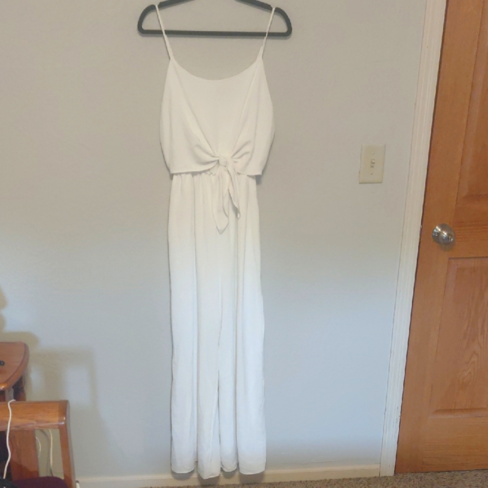 White Front Tie Jumpsuit